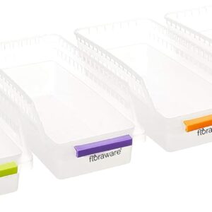 Floraware Food Safe Plastic Fridge Storage Organizer Racks, Pack of 4, Multicolor, BPA Free